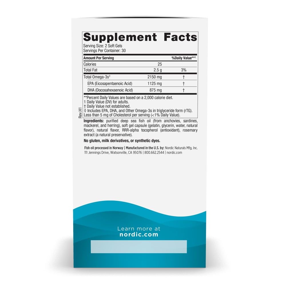 Nordic Naturals Ultimate Omega 2X – High-Potency Fish Oil | 2150 mg EPA & DHA | Lemon Flavor, 120 Softgels