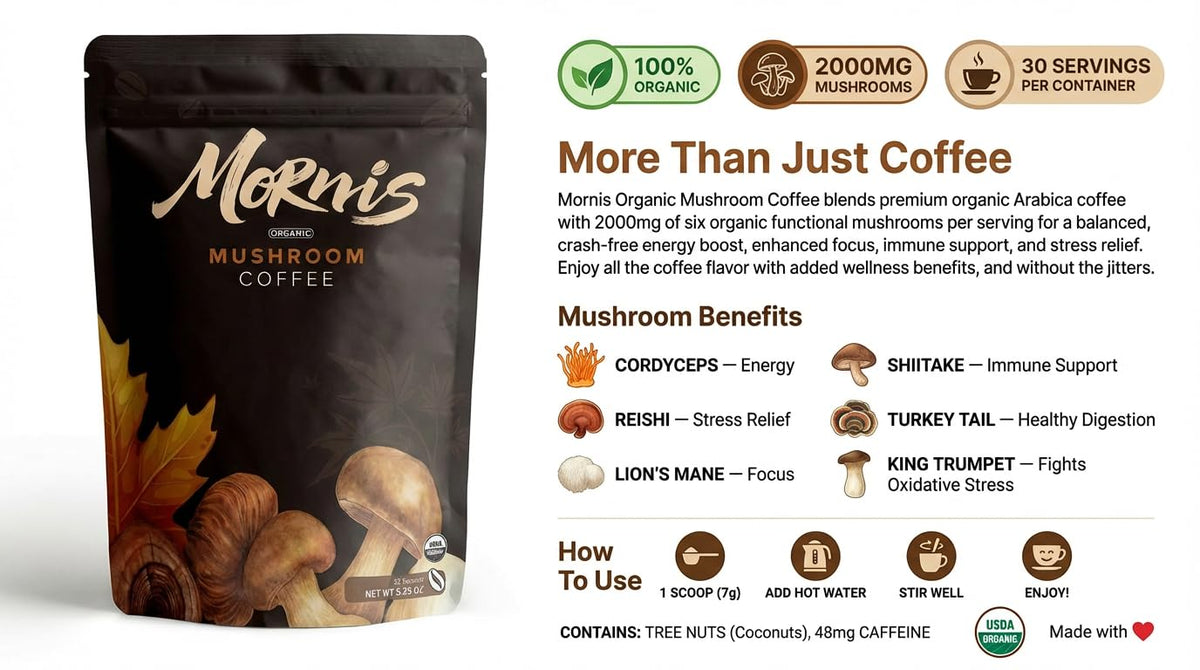 Mushroom Coffee 30 Servings Organic
