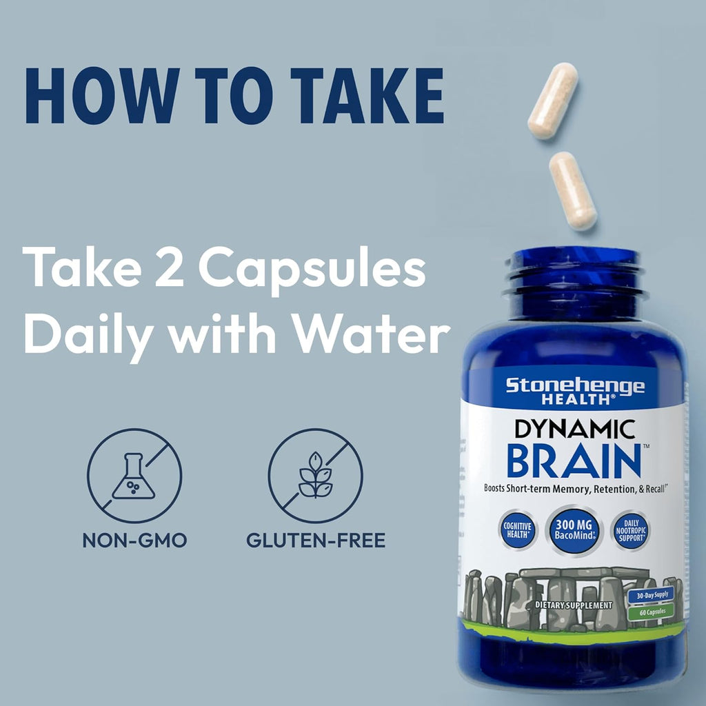 Stonehenge Health Dynamic Brain Supplement For Enhanced Memory and Focus 60 Caps