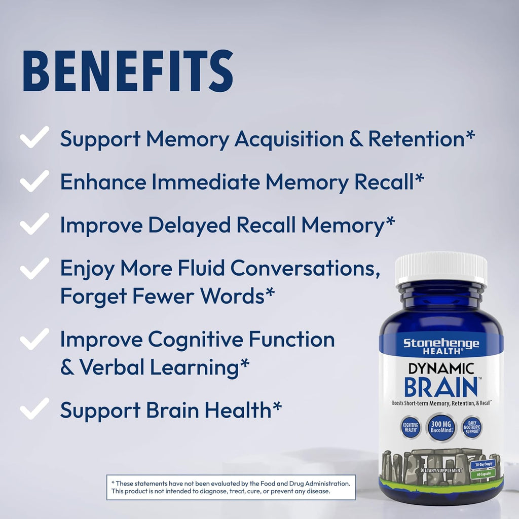 Stonehenge Health Dynamic Brain Supplement For Enhanced Memory and Focus 60 Caps