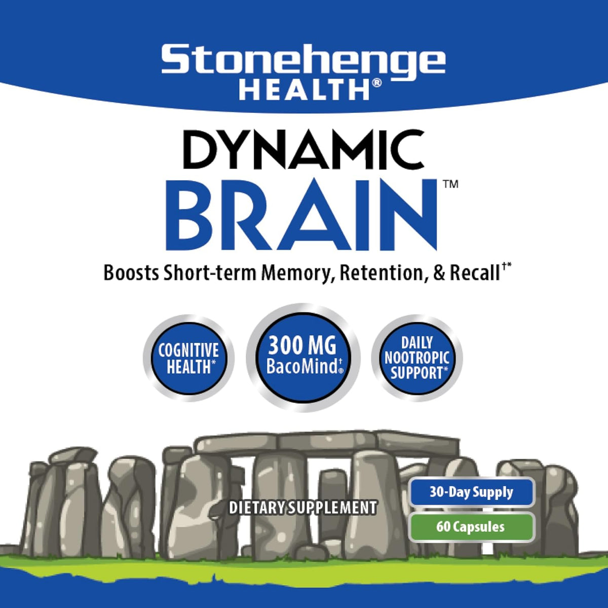 Stonehenge Health Dynamic Brain Supplement For Enhanced Memory and Focus 60 Caps