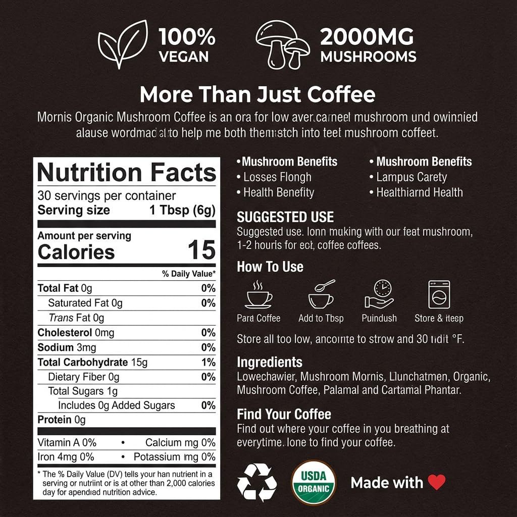 Mushroom Coffee 30 Servings Organic