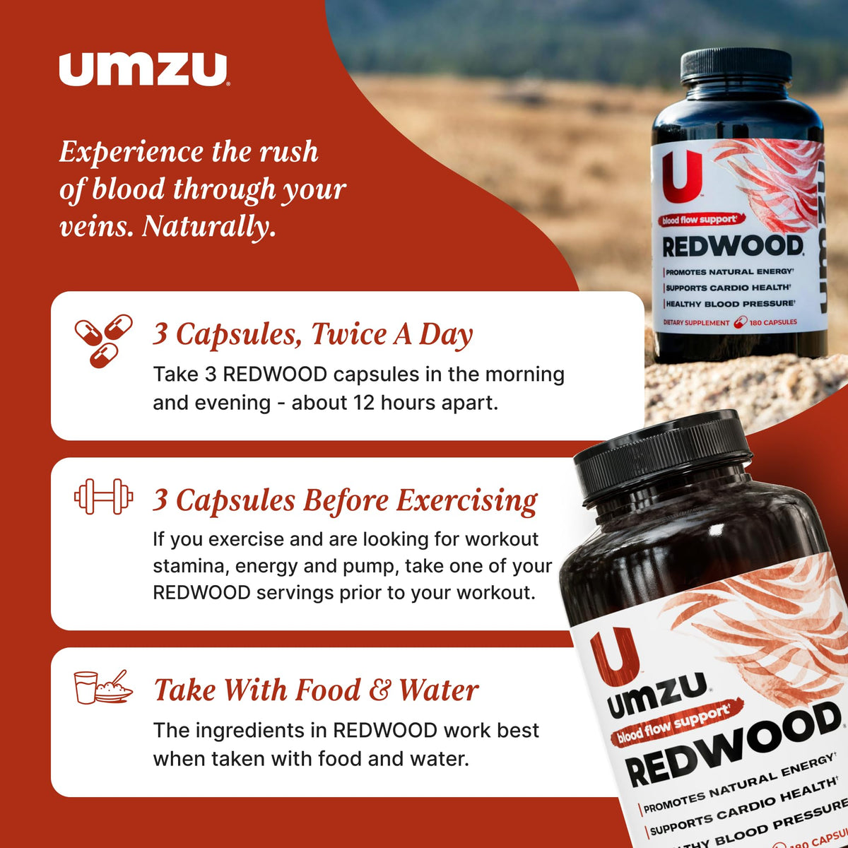 UMZU Redwood Max Nitric Oxide Booster, 1-Month Supply – Advanced Nitric Oxide