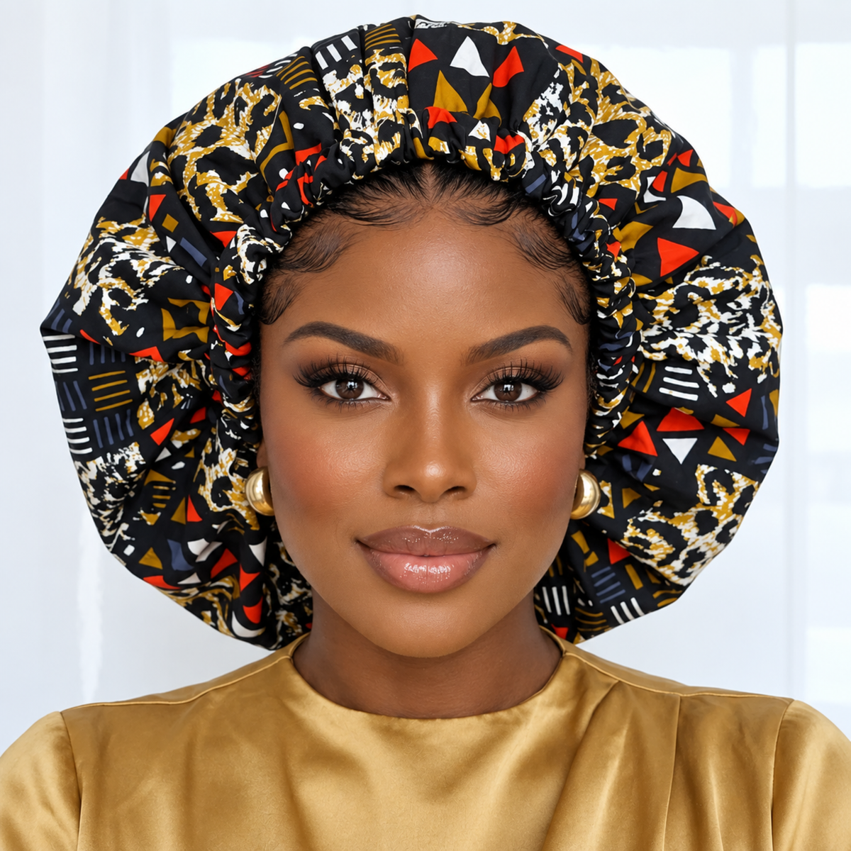 Duma Mbili 2XL Kente Silk Lined African Print Bonnet