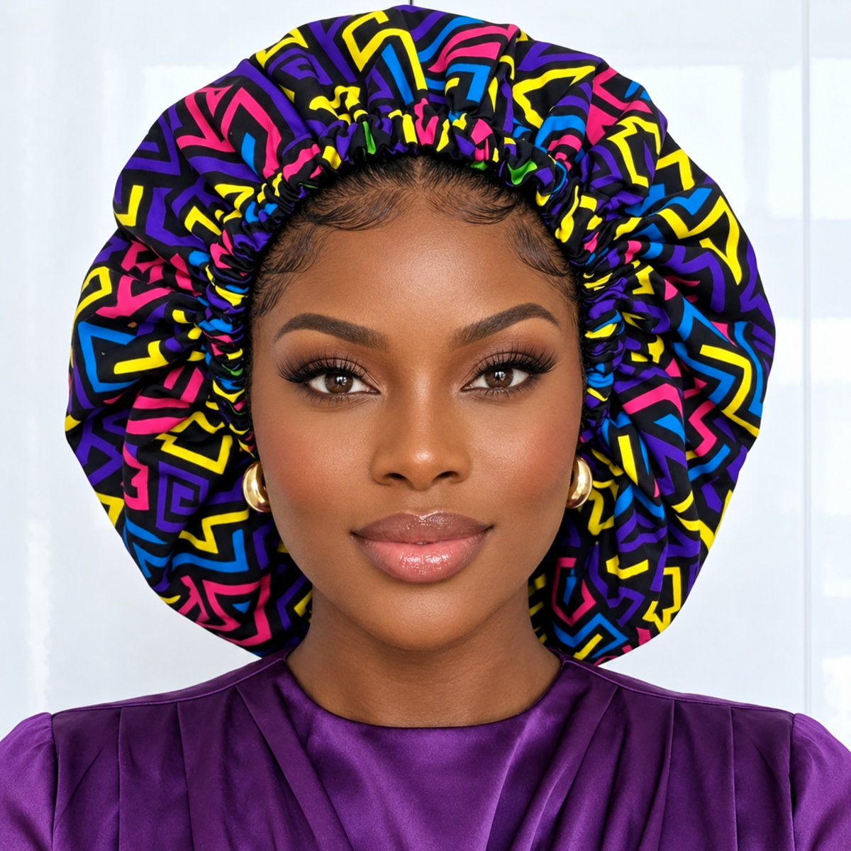 Duma Mbili 2XL Kente Silk Lined African Print Bonnet