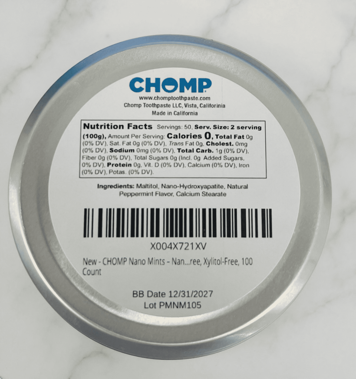 Nano Hydroxyapatite Xylitol-free Peppermint Mint Tin